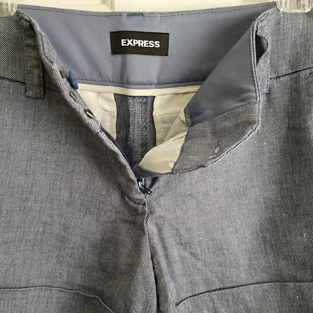 EXPRESS Linen Midi Low Rise Shorts Blue Size 4 - Picture 7 of 9